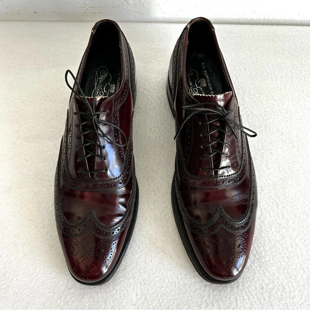 Vintage Florsheim Imperial Brown Wingtip Shoes Men's Size US 9B